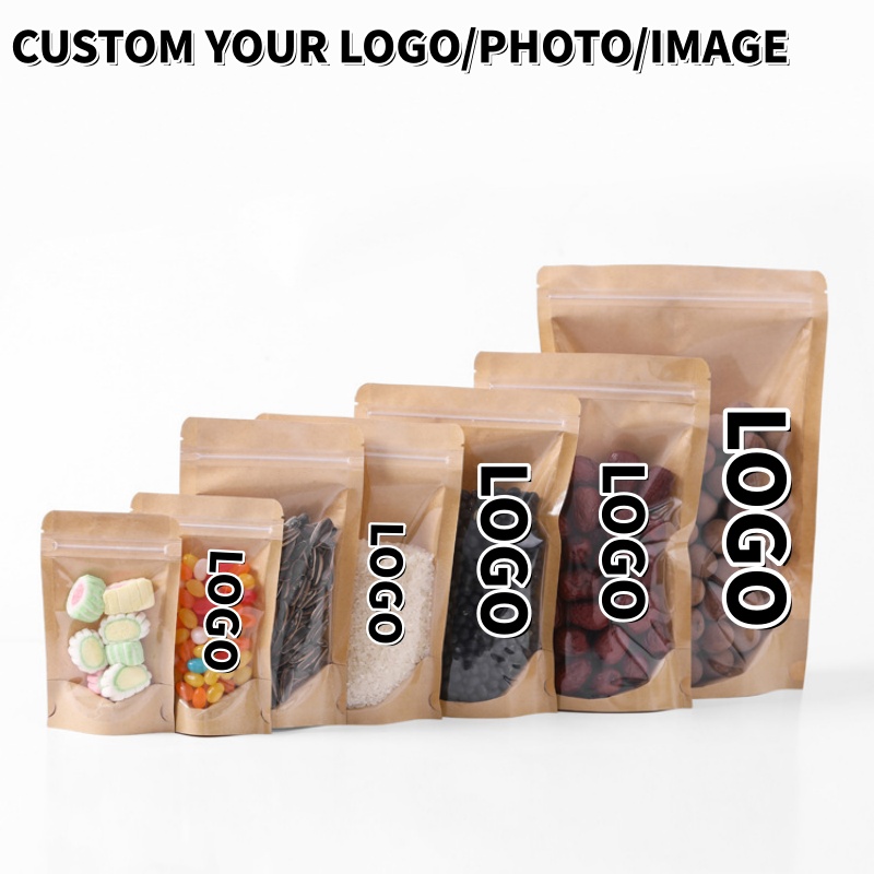 Food Snacks For Christmas - 100 Sachets Transparents Autoportants en Papier