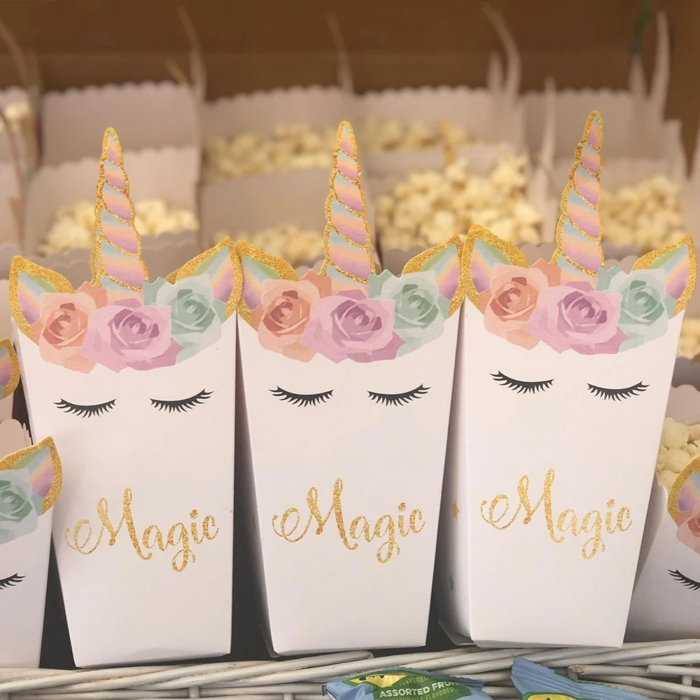 Boîte à pop-corn licorne 6/12  - Food Snacks For Baby Shower avis et prix
