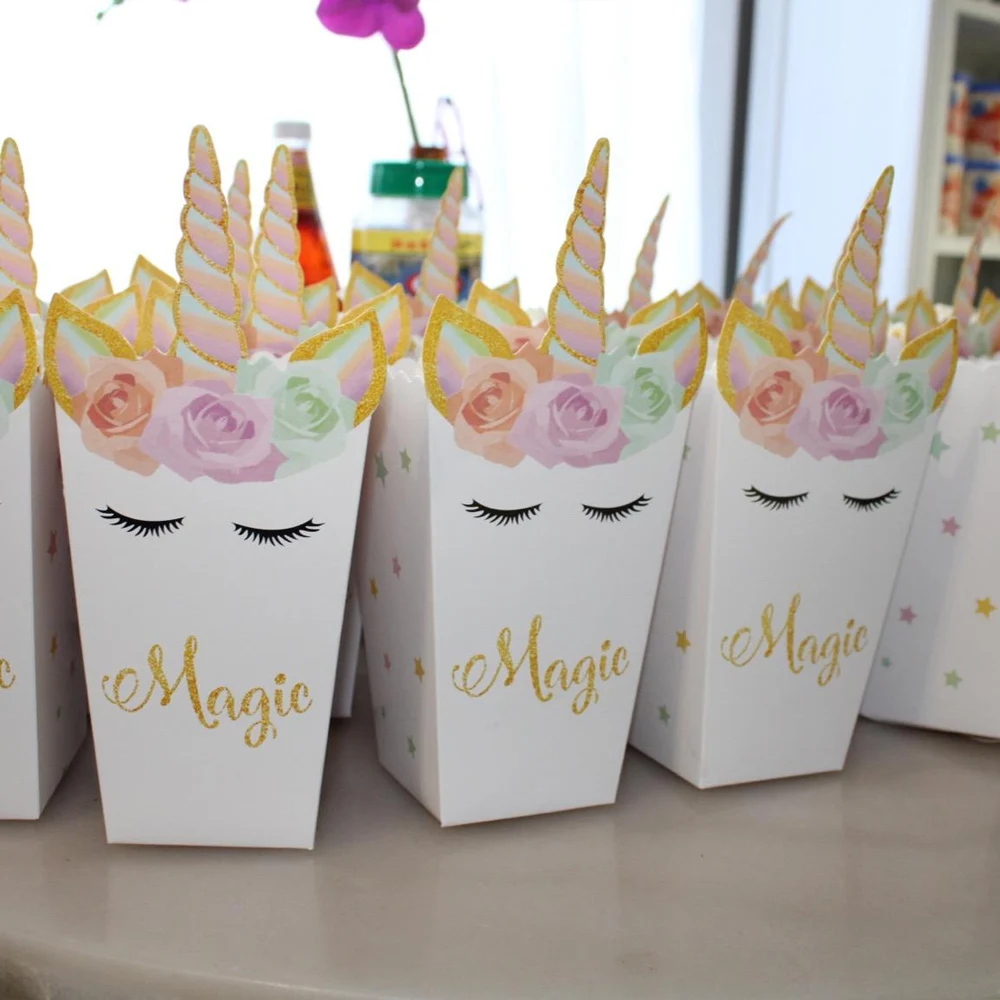 Boîte à pop-corn licorne 6/12  - Food Snacks For Baby Shower avis et prix